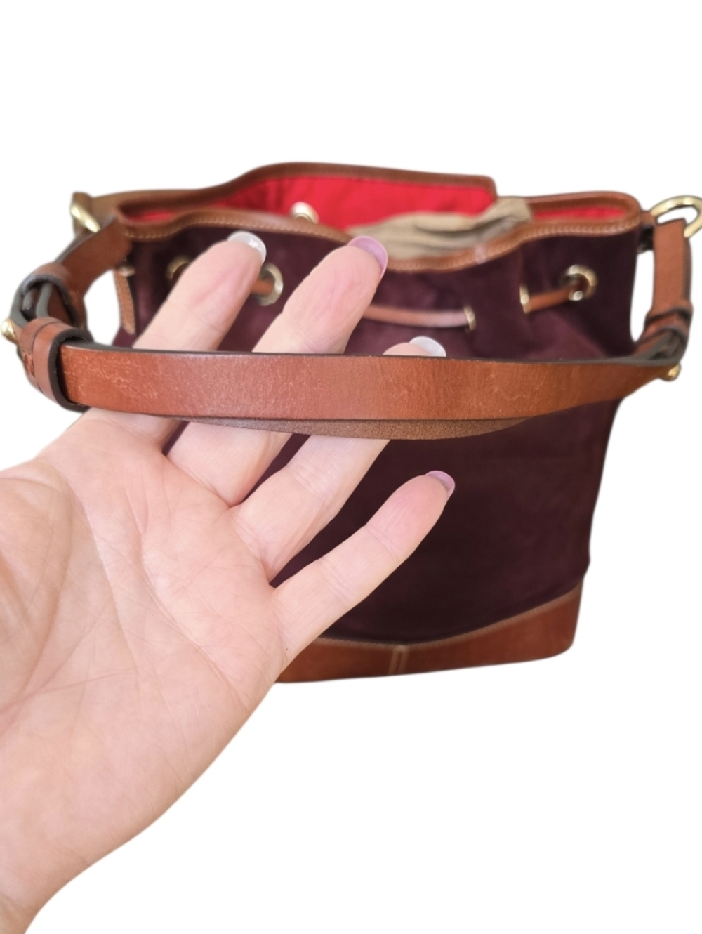 Dooney & Bourke Suede Drawstring Crossbody/Shoulder Bucket Bag In EUC - Picture 12 of 15